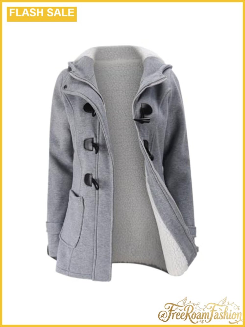 Womens Hooded Fleece Thicken Winter Warm Coat Horn Button Jacket